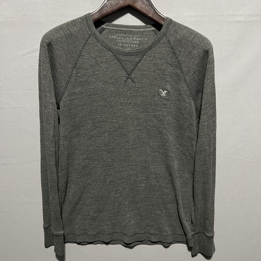 American Eagle Outfitters AE Legend Thermal Shirt Mens Large Gray Long Sleeve